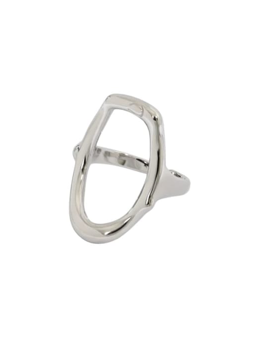 Platinum [14 adjustable] 925 Sterling Silver Hollow Geometric Minimalist Band Ring